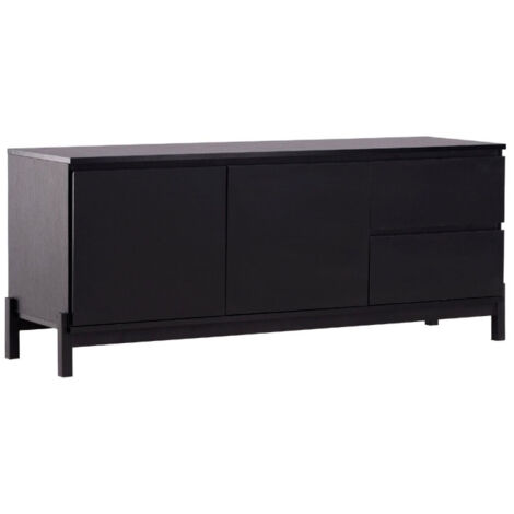 Meuble TV 2 Portes & 2 Tiroirs "Corpus" 138cm Noir (1/5)
