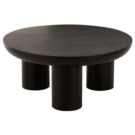 Table Basse Trio en Bois "Cave" 90cm Noir (1/5)