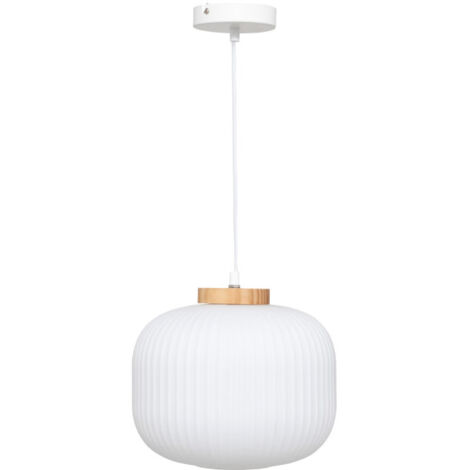 Lampe Suspension en Verre "Travis" 25cm Blanc (1/5)