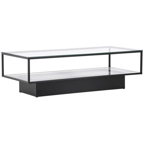 Table Basse Design en Verre "Maglehem" 130cm Noir (1/5)