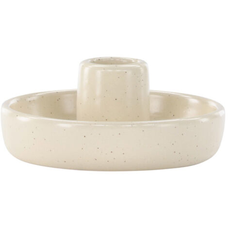 Bougeoir en Céramique "Otis" 11cm Beige & Noir (1/4)
