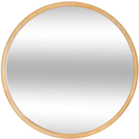 Atmosphera – Miroir mural rond 55cm – Verre et bois hévéa – Épaisseur 2cm – Design naturel pour décoration intérieure moderne