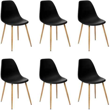 Atmosphera – Lot de 6 chaises Taho 86cm – Polypropylène et acier – Hauteur d'assise 46cm – Noir – À monter soi-même (1/5)