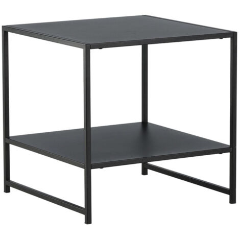 Table d'Appoint Avec Étagère "Staal" 50cm Noir (1/5)