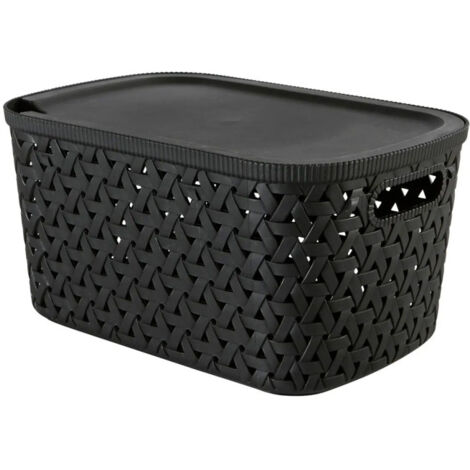 Boîte de Rangement Tressée "Tressy" 6,7L Noir (1/2)