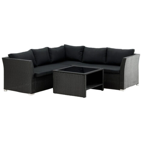 Salon d'Angle de Jardin "Haiti" 194cm Noir (1/5)