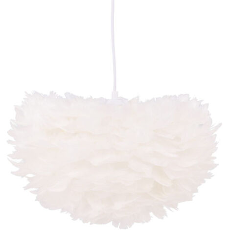 Lampe Suspension en plume "Nicola" 45cm Blanc (1/5)