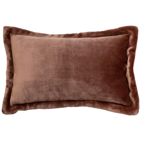 Coussin Déco Flanelle "Cuddly" 38x58cm Marron (1/4)