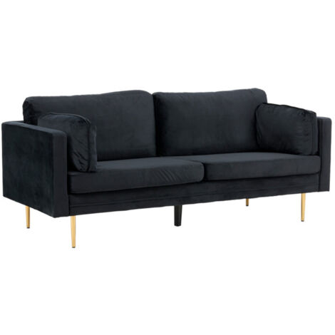 Canapé 3 Places en Velours "Boom" 203cm Noir & Or (1/5)