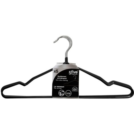 Lot de 5 Cintres Antidérapants "Mat" 40cm Noir