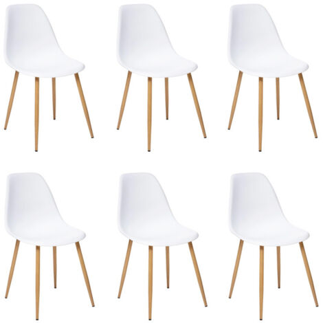 Atmosphera – Lot de 6 chaises Taho 86cm – Structure en acier – Assise en polypropylène – Hauteur d'assise 46cm – Couleur blanche (1/5)