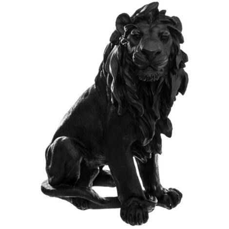 Statuette Déco Lion "Ewen" 31cm Noir