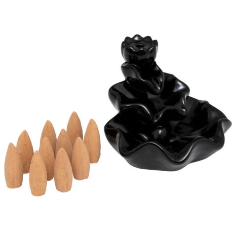Fontaine à Encens Avec 10 Cônes "Iloe" 10cm Noir (1/2)