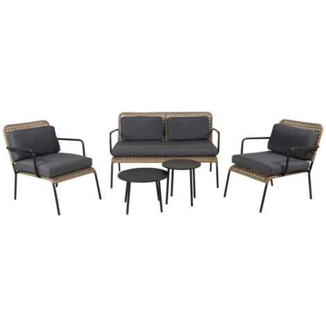 Salon de Jardin "Paola" 122cm Naturel & Noir (1/5)