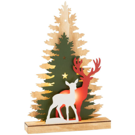 Déco Renne à LED en Bois "Hiver" 44cm Multicolore (1/3)