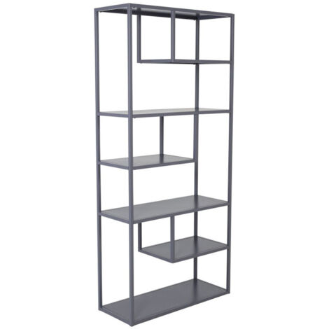 Étagère Bibliothèque 6 Niveaux "Staal" 188cm Gris Clair (1/5)