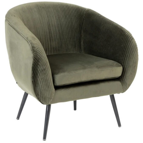 Fauteuil Design en Velours "Solaro" 78cm Kaki (1/5)