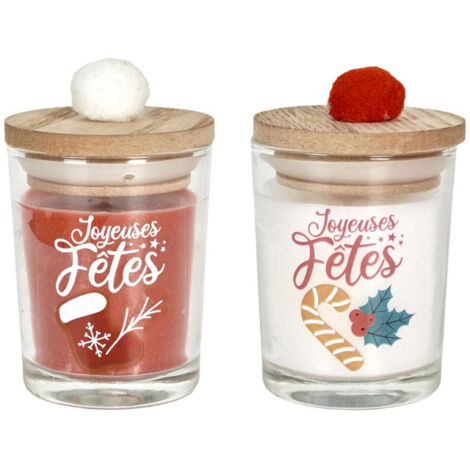 Lot de 2 Bougies Parfumées "Joyeuses Fêtes" 45g Sapin (1/5)