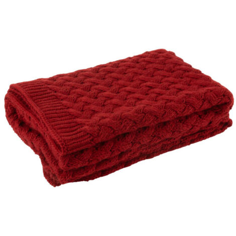 Plaid Uni "Tricoté" 130x180cm Rouge (1/4)