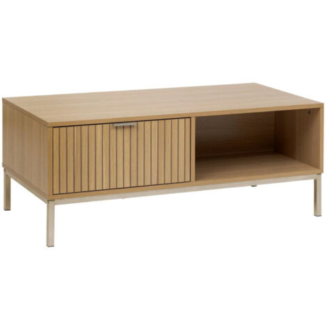 5Five Simply Smart – Table basse fixe 100cm avec tiroir – Panneaux de particules – Dimensions L. 100 x l. 50 x H. 40 cm – Couleur naturelle (1/5)