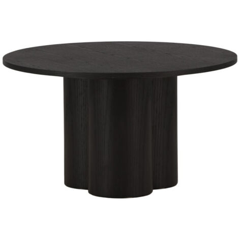Table basse ronde design bois noyer et métal noir Klikar 80cm | Leroy