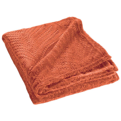 Plaid Uni en Flanelle "Nelia" 125x150cm Terracotta (1/5)