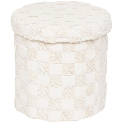 Pouf Coffre Tufté "Pasti" 38cm Blanc (1/4)