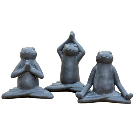 Lot de 3 Grenouilles Déco en Ciment "Lia" 18cm Gris (1/3)