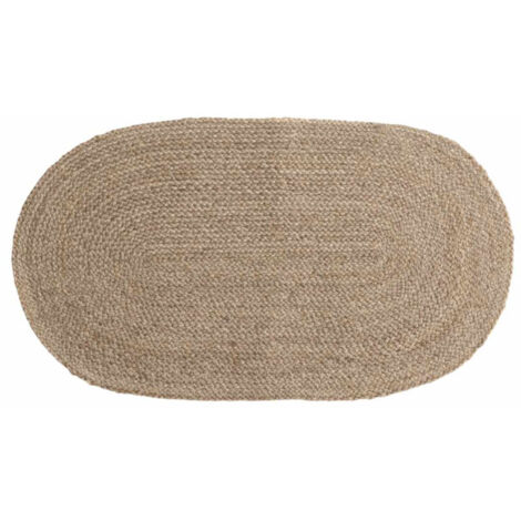 Tapis Ovale Motif Crochet Doley – Sur Fond Lin Naturel – Neuf