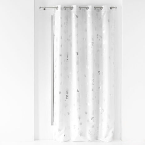 Rideau Déco à Œillets "Bloomy" 140x280cm Blanc (1/4)