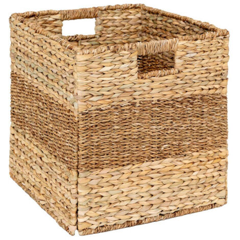 Atmosphera – Panier carré pliable tressé 38cm – Acier, jute et roseau – Design déco naturel – Capacité 4,6L – Poids max 10kg