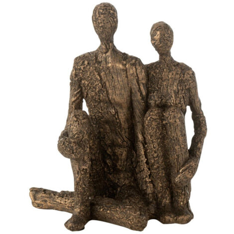 Statuette Couple Assis "Câlin" 21cm Marron & Or (1/2)