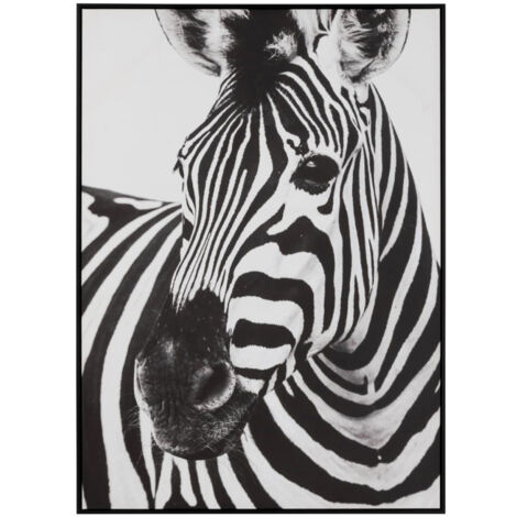 Tableau Imprimé Déco "Zèbre" 103x143cm Noir & Blanc (1/4)