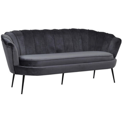 Canapé 3 Places en Velours "Calais" 180cm Gris (1/5)