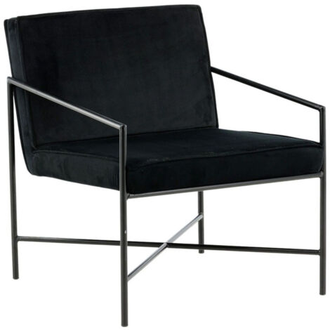 Fauteuil Design Velours "Rakel" 78cm Noir (1/5)