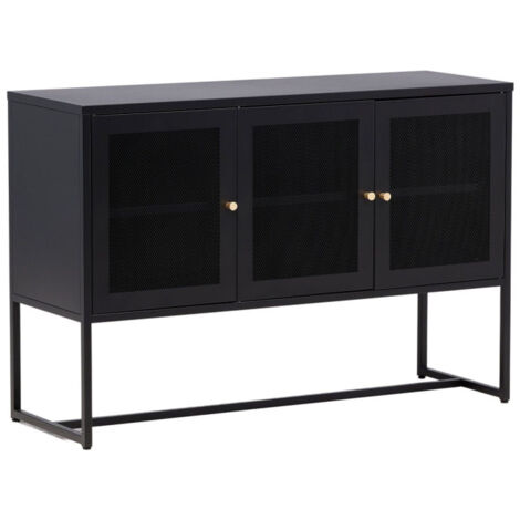 Bahut 3 Portes Métal "Malla" 120cm Noir (1/5)