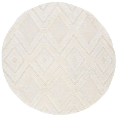 Tapis Déco Rond en Laine "Dahlia" 200cm Blanc (1/5)