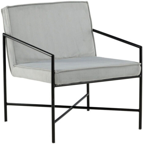 Fauteuil Design Velours Côtelé "Rakel" 78cm Gris (1/5)