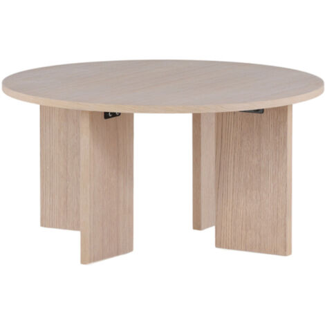 Table Basse Ronde Design "Askeron" 80cm Naturel (1/5)