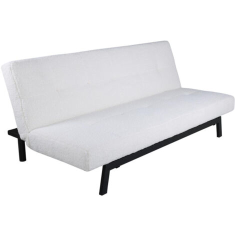 Canapé Convertible Bouclette "Bodil" 180cm Blanc (1/5)