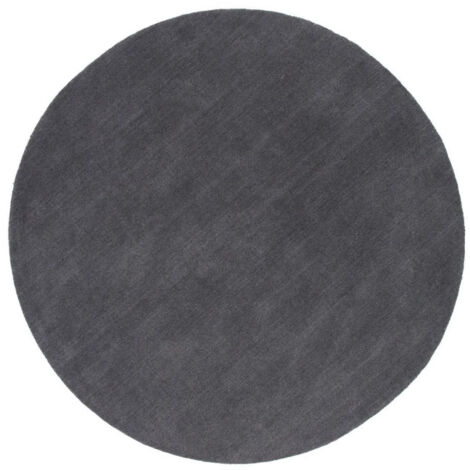 Tapis Déco Rond en Laine "Ulla" 200cm Gris Foncé (1/5)