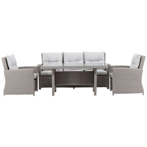 Salon Repas de Jardin 5 Places "Brentwood" 186cm Gris (1/5)