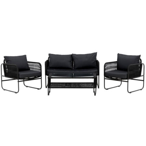 Salon de Jardin "Utah" 127cm Noir (1/5)