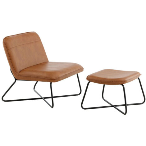 Fauteuil & Pouf Design "X-Lounge" 74cm Marron (1/5)