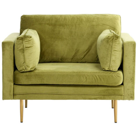 Fauteuil Design en Velours "Boom" 110cm Vert & Or (1/5)