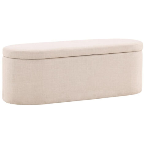 Pouf Avec Coffre "Potenza" 130cm Blanc Cassé (1/5)