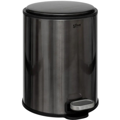 Poubelle en Métal "Delta" 6L Inox Noir (1/5)