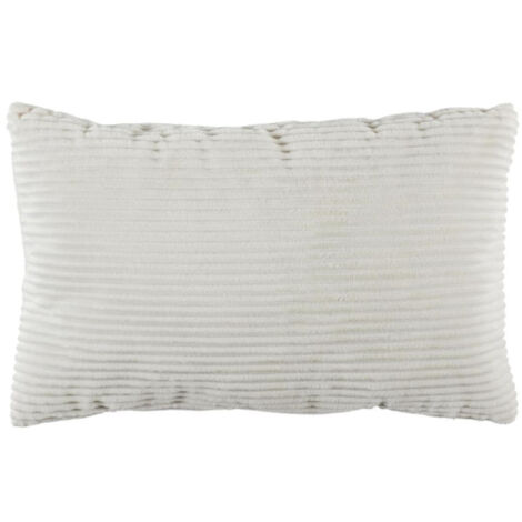Coussin Déco Flanelle "Grosse Côtes" 30x50cm Blanc (1/5)