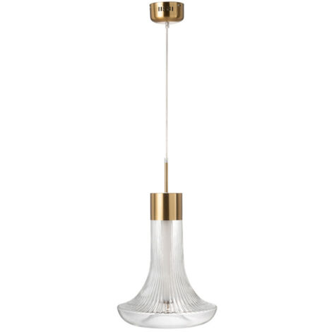Lampe Suspension en Verre "Vito" 34cm Transparent & Or (1/3)