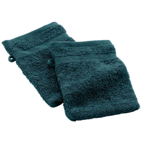 Lot de 2 Gants de Toilette "Elegance" 15x21cm Bleu (1/5)